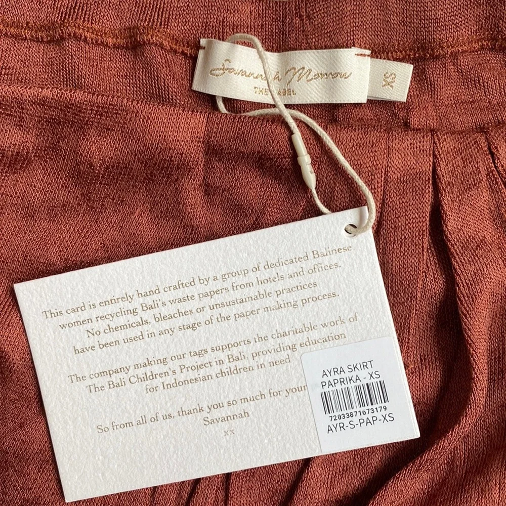 NWT Savannah Morrow Ayra Skirt in Paprika 100% Bamboo size XS